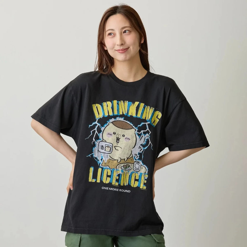2026 Chiikawa DRINKING LICENSE Summer Parent Child Pure Cotton T-shirt Comfortable, Breathable, High Quality Ins Y2k