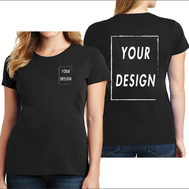 UE Size Custom Team T-shirt for Women, Add Your Own Design in Front and Back, Print and Text, High-quality T-shirt for Men